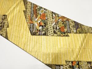 鳳凰に宝尽くし・牡丹・菊模様織り出し　振袖用袋帯